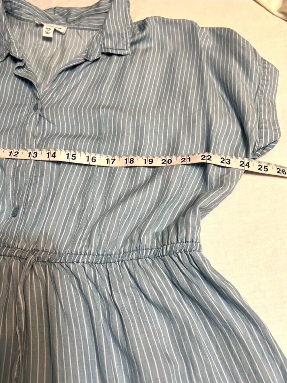 BeachLunchLounge Tiered Dress Women’s XL Blue White Striped Lyocell Boho Summer - Picture 7 of 9